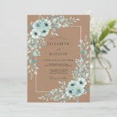Invitation Mariage Romance Fleurie Sarcelle (Debout devant)