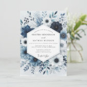 Invitation Mariage Romance Fleurs de Nuit Navale (Debout devant)