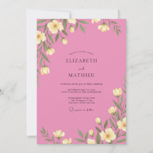 Invitation Mariage Romance Floral Délicat Jaune