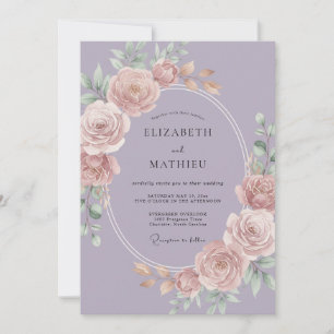 Invitation Mariage Romance Floral Délicat Lilas