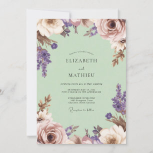 Invitation Mariage Romance Floral Lavande Blush