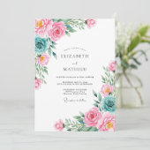 Invitation Mariage Romance Floral Rose Téâl (Debout devant)