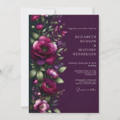 Invitation Mariage Romance Florale à la Prune (Devant)