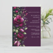 Invitation Mariage Romance Florale à la Prune (Debout devant)
