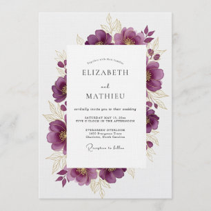 Invitation Mariage Romance Florale au Prunier