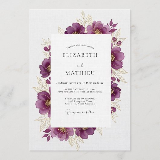 Invitation Mariage Romance Florale au Prunier (Devant)