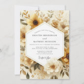 Invitation Mariage Romance Florale Automne Ocre (Devant)