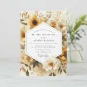 Invitation Mariage Romance Florale Automne Ocre (Debout devant)