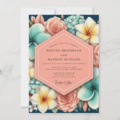 Invitation Mariage Romance Florale Corail (Devant)