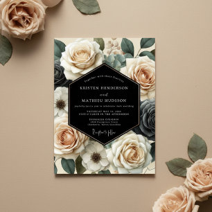Invitation Mariage Romance Florale Crème