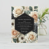 Invitation Mariage Romance Florale Crème (Debout devant)