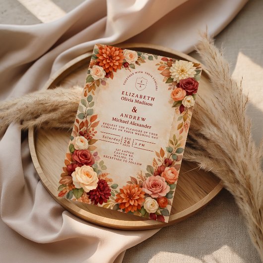 Invitation Mariage Romance Florale d'Automne
