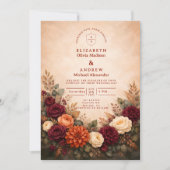 Invitation Mariage Romance Florale d'Automne (Devant)