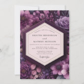 Invitation Mariage Romance Florale Deep Purple (Devant)