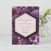 Invitation Mariage Romance Florale Deep Purple (Debout devant)