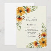 Invitation Mariage Romance Florale Dorée d'Automne (Devant / Derrière)