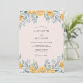 Invitation Mariage Romance Florale Douce Jaune (Debout devant)