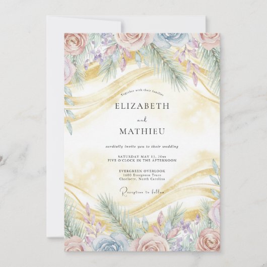 Invitation Mariage Romance Florale Douce Lavande (Devant)