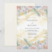 Invitation Mariage Romance Florale Douce Lavande (Devant / Derrière)