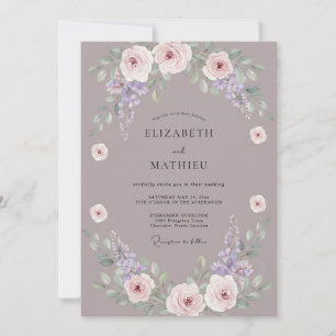 Invitation Mariage Romance Florale Douce Mauve