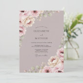 Invitation Mariage Romance Florale Douce Mauve (Debout devant)