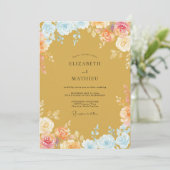 Invitation Mariage Romance Florale Douce Or (Debout devant)