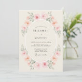 Invitation Mariage Romance Florale Douce Pêche (Debout devant)