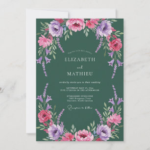 Invitation Mariage Romance Florale Émeraude Luxuriante