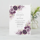Invitation Mariage Romance Florale Éthérée de Prune (Debout devant)