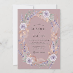 Invitation Mariage Romance Florale Éthérée Mauve