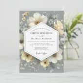 Invitation Mariage Romance Florale Ivoire (Debout devant)
