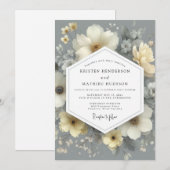 Invitation Mariage Romance Florale Ivoire (Devant / Derrière)