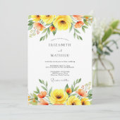 Invitation Mariage Romance Florale Jaune (Debout devant)