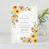 Invitation Mariage Romance Florale Jaune d'Automne (Debout devant)