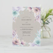 Invitation Mariage Romance Florale Lilas (Debout devant)