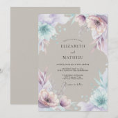Invitation Mariage Romance Florale Lilas (Devant / Derrière)