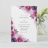 Invitation Mariage Romance Florale Magenta (Debout devant)
