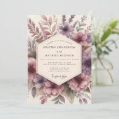 Invitation Mariage Romance Florale Mauve (Debout devant)