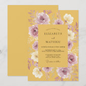 Invitation Mariage Romance Florale Moutarde (Devant / Derrière)