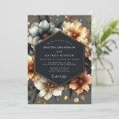 Invitation Mariage Romance Florale Or (Debout devant)