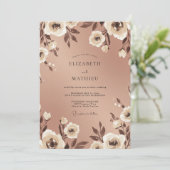 Invitation Mariage Romance Florale Or Rose (Debout devant)