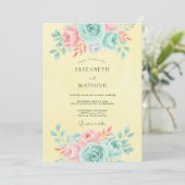 Invitation Mariage Romance Florale Pastel (Debout devant)