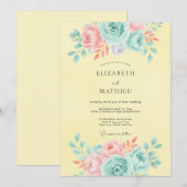 Invitation Mariage Romance Florale Pastel (Devant / Derrière)