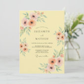 Invitation Mariage Romance Florale Pastel Pêche (Debout devant)