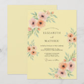 Invitation Mariage Romance Florale Pastel Pêche (Devant / Derrière)