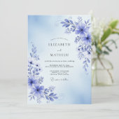 Invitation Mariage Romance Florale Pervenche (Debout devant)