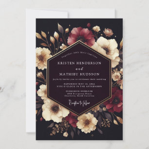 Invitation Mariage Romance Florale Profonde de Baies