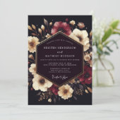Invitation Mariage Romance Florale Profonde de Baies (Debout devant)