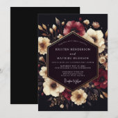 Invitation Mariage Romance Florale Profonde de Baies (Devant / Derrière)