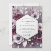 Invitation Mariage Romance Florale prune (Devant)